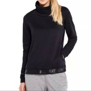 Nike Dri-Fit Cowl Neck Black Pullover Logo Band-S